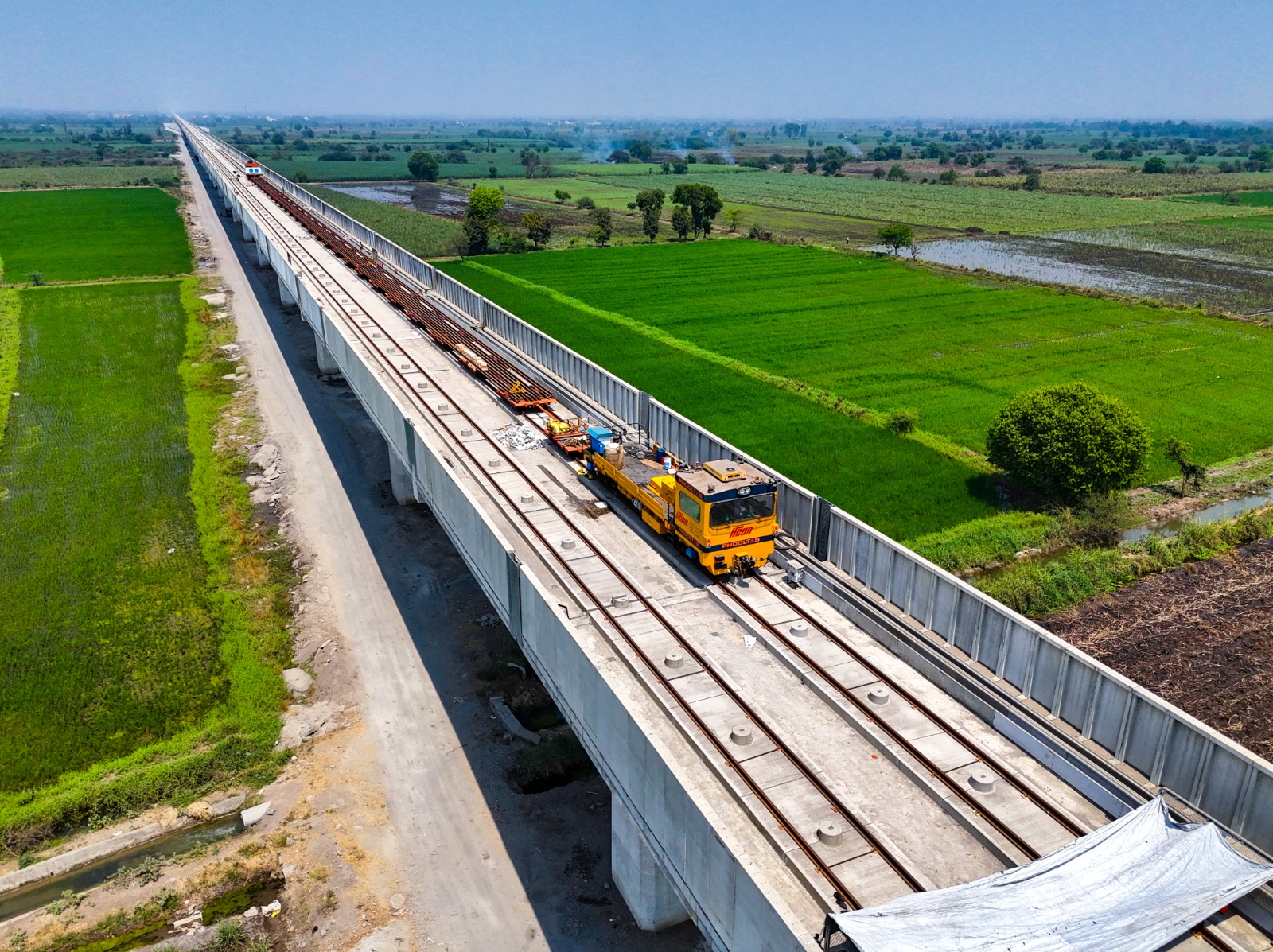 Full Span Girder Launching under progress at Surat District, August 2023